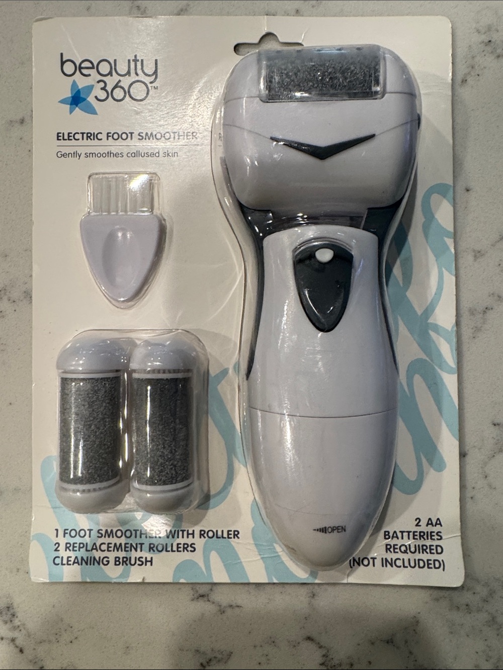 beauty 360 White Electric Foot Smoother - Replacement Rollers Included